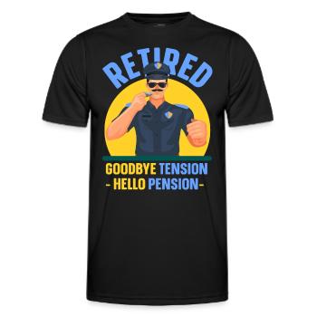 In retirement Goodbye Tension Hello Pension Police - Men's Functional T-Shirt - black - Front - AI Model Male 178 dark (178cm)
