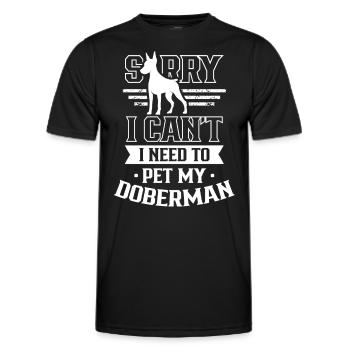 Ne puis-je pas avoir à caresser mon Doberman - T-shirt sport Homme - noir - Devant - AI Model Male 178 dark (178cm)