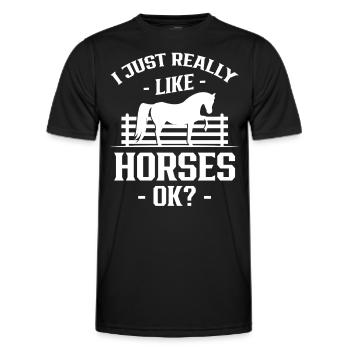 I just like horses very much riding rider horse - Men's Functional T-Shirt - black - Front - AI Model Male 178 dark (178cm)