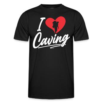I love caving caving caving - Men's Functional T-Shirt - black - Front - AI Model Male 178 dark (178cm)