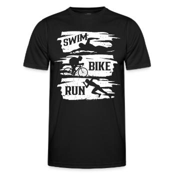Natation Vélo Course Triathlète Triathlète Triathlon Triathlète - T-shirt sport Homme - noir - Devant - AI Model Male 178 dark (178cm)