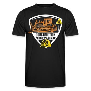 Construction work is teamwork Construction Teamwork Construction site - Men's Functional T-Shirt - black - Front - AI Model Male 178 dark (178cm)