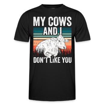 Mes vaches et je ne t’aime pas Vache Vache laitière - T-shirt sport Homme - noir - Devant - AI Model Male 178 dark (178cm)