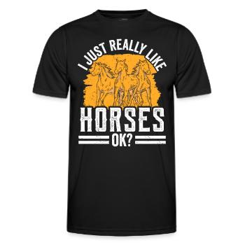 I just like horses very much rider horse riding - Men's Functional T-Shirt - black - Front - AI Model Male 178 dark (178cm)
