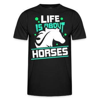 La vie se compose de chevaux d’équitation - T-shirt sport Homme - noir - Devant - AI Model Male 178 dark (178cm)