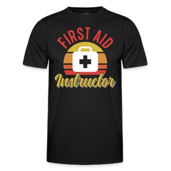 First Aid Instructor Trainer Course Teacher - Men's Functional T-Shirt - black - Front - AI Model Male 178 dark (178cm)