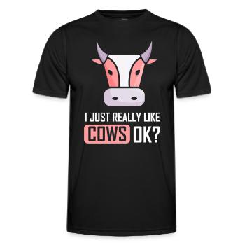 J’aime beaucoup les vaches vaches laitières ferme - T-shirt sport Homme - noir - Devant - AI Model Male 178 dark (178cm)