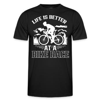 Das Leben Ist Besser Bei Einem Radrennen Fahrrad - Männer Funktions-T-Shirt - Schwarz - Vorne - AI Model Male 178 dark (178cm)