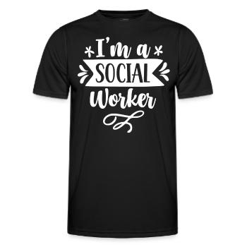 Je suis un travailleur social qui forme un travailleur social - T-shirt sport Homme - noir - Devant - AI Model Male 178 dark (178cm)