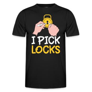 I Crack Locks Lock Lock Picking Cracker - Men's Functional T-Shirt - black - Front - AI Model Male 178 dark (178cm)