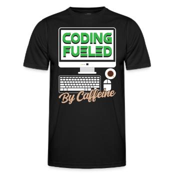 Programmation alimentée par le codage de la caféine - T-shirt sport Homme - noir - Devant - AI Model Male 178 dark (178cm)