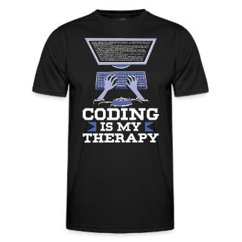 Programmieren Ist Meine Therapie Code Coder Coding - Männer Funktions-T-Shirt - Schwarz - Vorne - AI Model Male 178 dark (178cm)