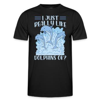 I like dolphins just very much dolphin dolphins - Men's Functional T-Shirt - black - Front - AI Model Male 178 dark (178cm)