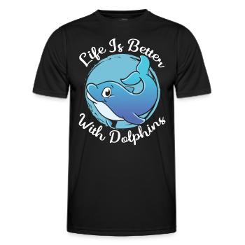 Das Leben Ist Besser Mit Delfinen Delfin Delfine - Männer Funktions-T-Shirt - Schwarz - Vorne - AI Model Male 178 dark (178cm)