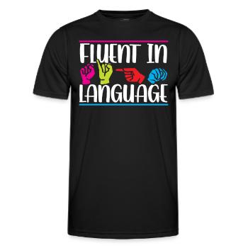 Maîtrise de la langue des signes Signes de sensibilisation - T-shirt sport Homme - noir - Devant - AI Model Male 178 dark (178cm)