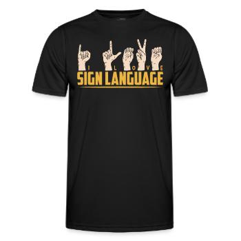 Ich Liebe Gebärdensprache Awareness Gebärden - Männer Funktions-T-Shirt - Schwarz - Vorne - AI Model Male 178 dark (178cm)