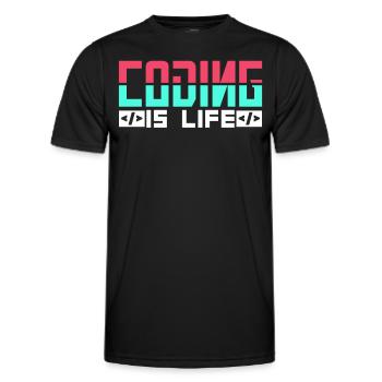 Coding Ist Leben Programmierer Coder Code - Männer Funktions-T-Shirt - Schwarz - Vorne - AI Model Male 178 dark (178cm)