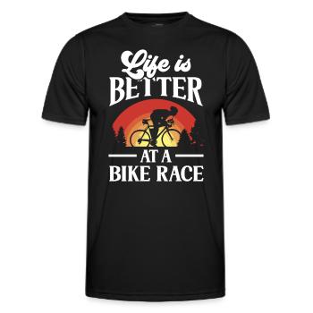 Das Leben Ist Besser Bei Einem Radrennen Fahrrad - Männer Funktions-T-Shirt - Schwarz - Vorne - AI Model Male 178 dark (178cm)