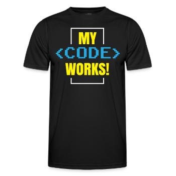 Mein Code Funktioniert Programmieren Coding Coder - Männer Funktions-T-Shirt - Schwarz - Vorne - AI Model Male 178 dark (178cm)