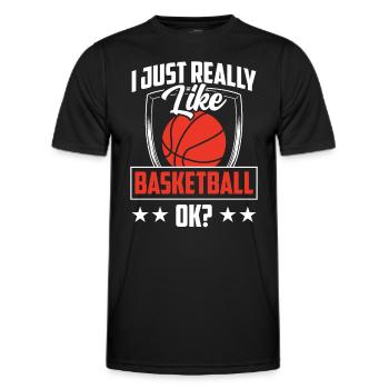 J’aime beaucoup le basket, les joueurs de basket - T-shirt sport Homme - noir - Devant - AI Model Male 178 dark (178cm)