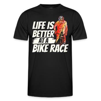 Das Leben Ist Besser Bei Einem Radrennen Fahrrad - Männer Funktions-T-Shirt - Schwarz - Vorne - AI Model Male 178 dark (178cm)