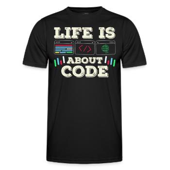 Im Leben Geht Es Um Code Coder Coding - Männer Funktions-T-Shirt - Schwarz - Vorne - AI Model Male 178 dark (178cm)