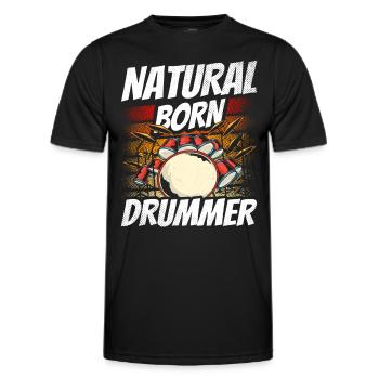 Un batteur né, batteur, batteur, kit de batterie - T-shirt sport Homme - noir - Devant - AI Model Male 178 dark (178cm)