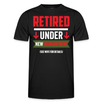 Sous la nouvelle direction, voir Pension d’épouse pour plus de détails - T-shirt sport Homme - noir - Devant - AI Model Male 178 dark (178cm)