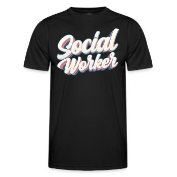 Travailleur social Travailleur social Profession de travailleur social - T-shirt sport Homme - noir - Devant - AI Model Male 178 dark (178cm)