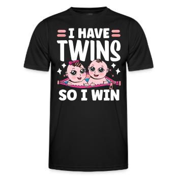 Ich Habe Zwillinge Also Gewinne Ich Zwilling - Männer Funktions-T-Shirt - Schwarz - Vorne - AI Model Male 178 dark (178cm)