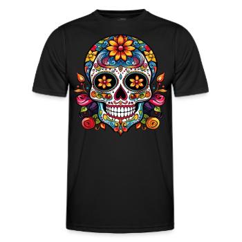 Crâne de sucre Méxicain - T-shirt sport Homme - noir - Devant - AI Model Male 178 dark (178cm)