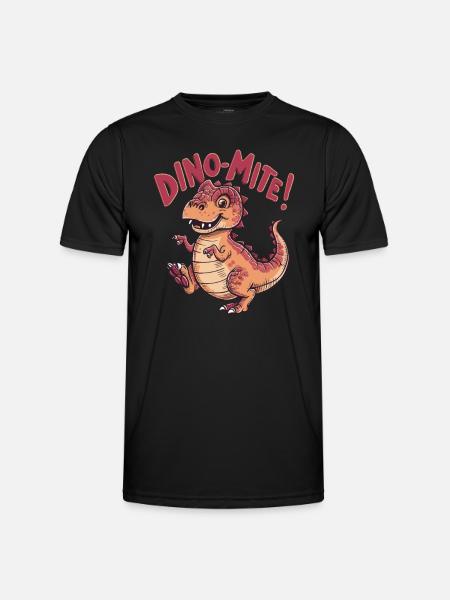 Dino with funny kids design - Men's Functional T-Shirt - black