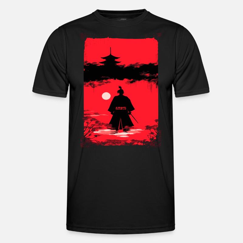 Samurai im Mondlicht Männer Funktions-T-Shirt
