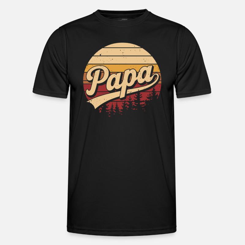Papa Retro Sunset Logo - Men's Functional T-Shirt - black