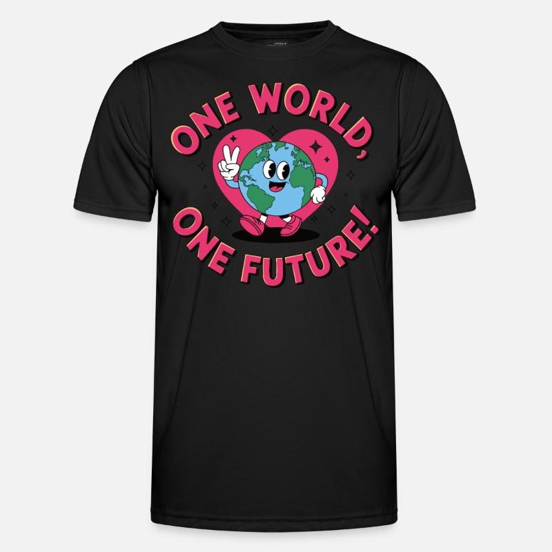One World, One Future - Männer Funktions-T-Shirt - Schwarz