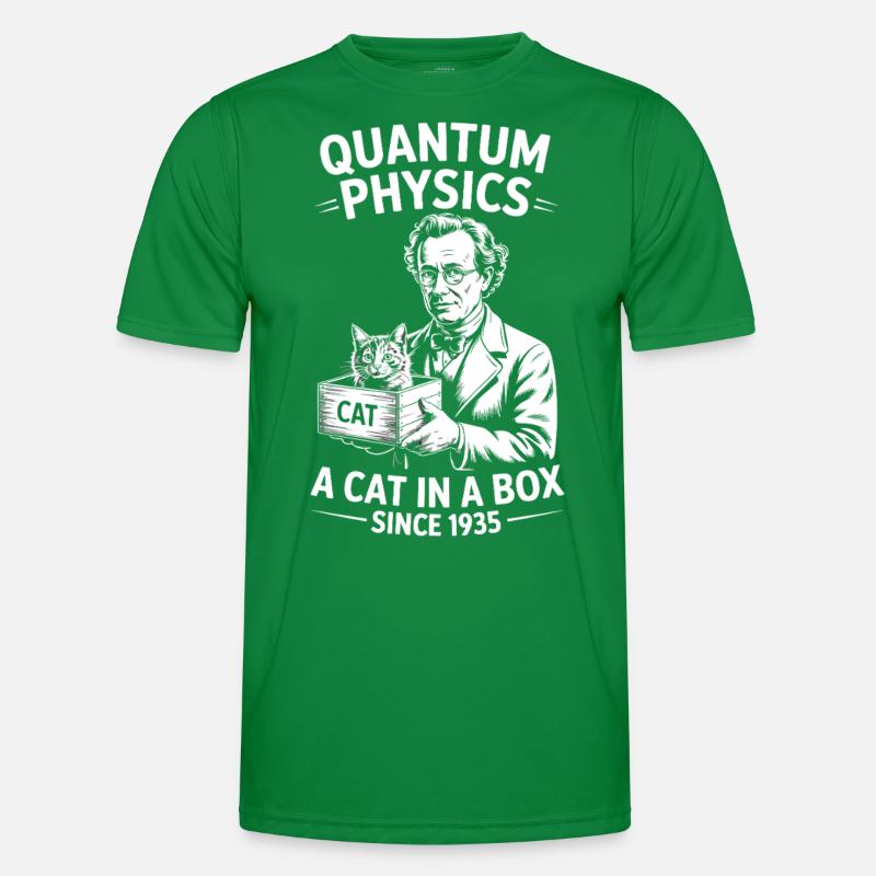 Quantum Physics a cat in a box since 1935 Männer Funktions-T-Shirt