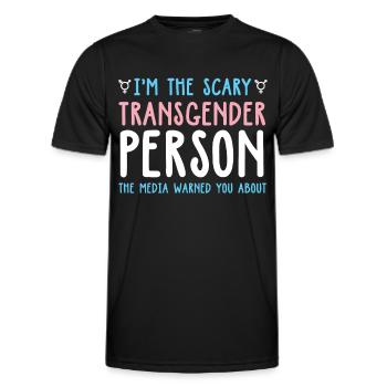 Une personne transgenre effrayante a été mise en garde par les médias - T-shirt sport Homme - noir - Devant - AI Model Male 178 dark (178cm)