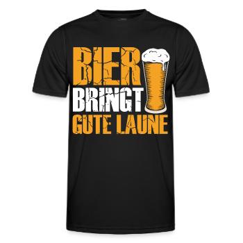 Bier bringt gute Laune, Humor, Spaß, Fun, Genuss, - Männer Funktions-T-Shirt - Schwarz - Vorne - AI Model Male 178 dark (178cm)