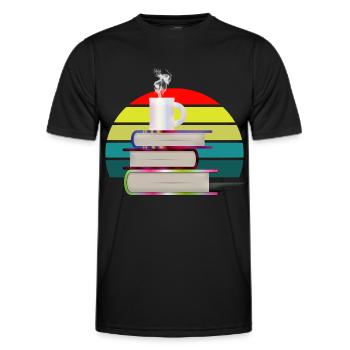 Livres au coucher du soleil - T-shirt sport Homme - noir - Devant - AI Model Male 178 dark (178cm)