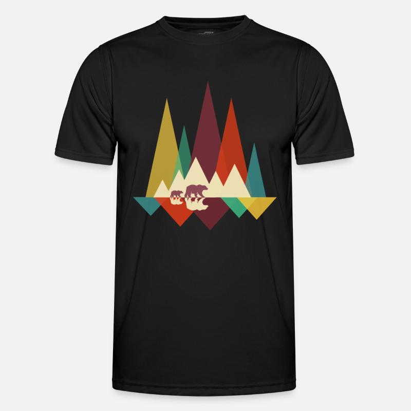Der Wandernde Bär Wandernde Bären - Männer Funktions-T-Shirt - Schwarz