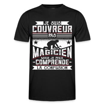 Couvreur Zingueur Humour - T-shirt sport Homme - noir - Devant - AI Model Male 178 dark (178cm)