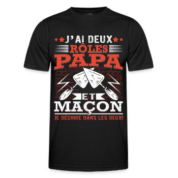 Papa Maçon Père Maçonnerie Construction Maison - T-shirt sport Homme - noir - Devant - AI Model Male 178 dark (178cm)