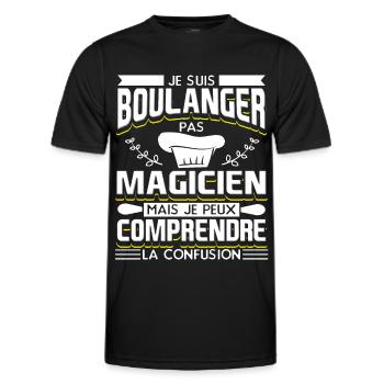 Boulanger Humour Boulangerie - T-shirt sport Homme - noir - Devant - AI Model Male 178 dark (178cm)