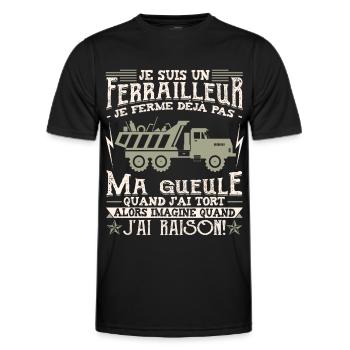 Ferrailleur Humour Ferraille - T-shirt sport Homme - noir - Devant - AI Model Male 178 dark (178cm)