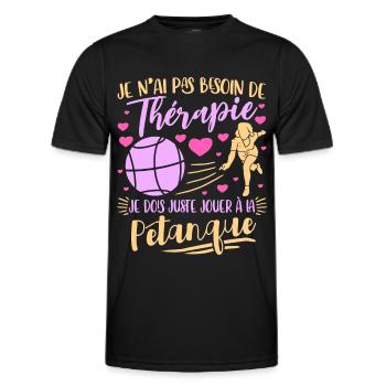 Petanque Femme Boccia Pétanque Joueur Boules - T-shirt sport Homme - noir - Devant - AI Model Male 178 dark (178cm)