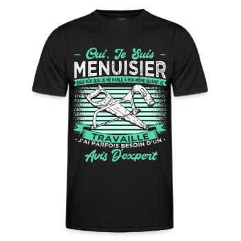 Menuisier Humour - T-shirt sport Homme - noir - Devant - AI Model Male 178 dark (178cm)