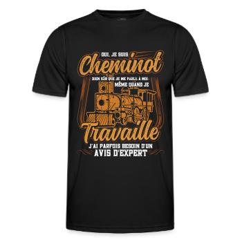 Cheminot Conducteur De Train Chemin De Fer - T-shirt sport Homme - noir - Devant - AI Model Male 178 dark (178cm)