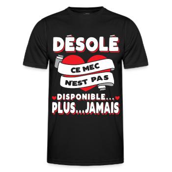 Fiancé Saint-Valentin Homme Mari Humour - T-shirt sport Homme - noir - Devant - AI Model Male 178 dark (178cm)