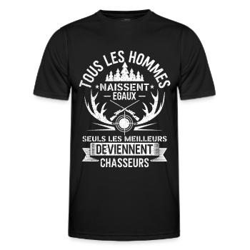 Chasseur Homme Chasse Humour - T-shirt sport Homme - noir - Devant - AI Model Male 178 dark (178cm)