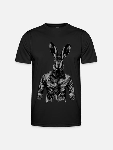 Cooler Hase mit Hemd. - Männer Funktions-T-Shirt - Schwarz